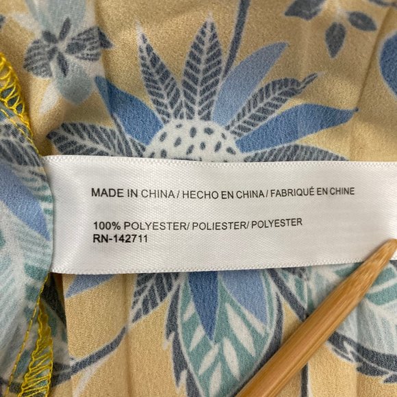 NWT Eloquii Floral Short Sleeve Dress Size 20 Yellow Pleated Black White Trim - Picture 8 of 9